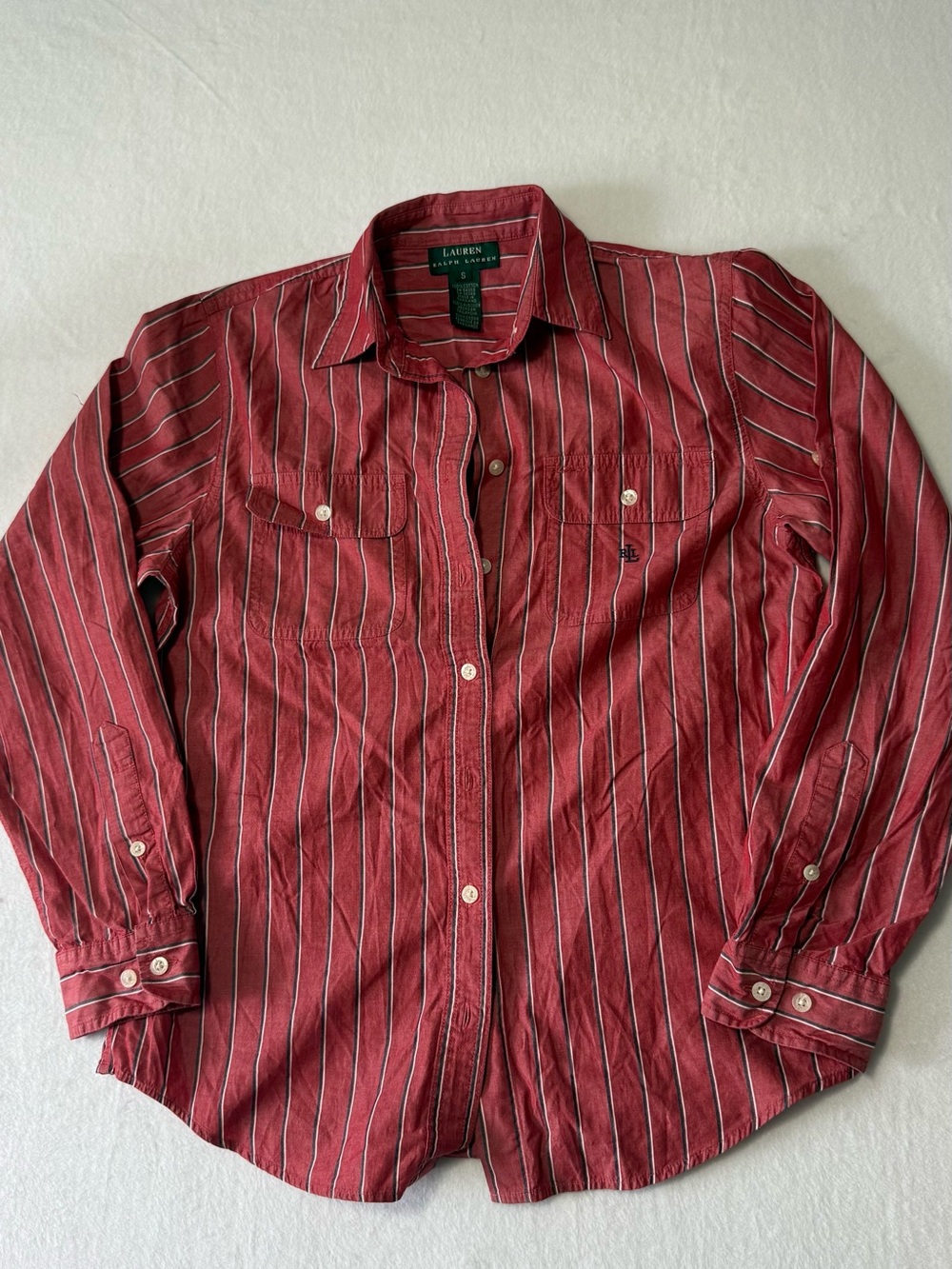 Lauren Ralph Lauren Burgundy Red Striped Button-Down Shirt - Men